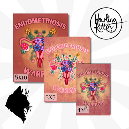 Endometriosis Warrior Floral Uterus Print